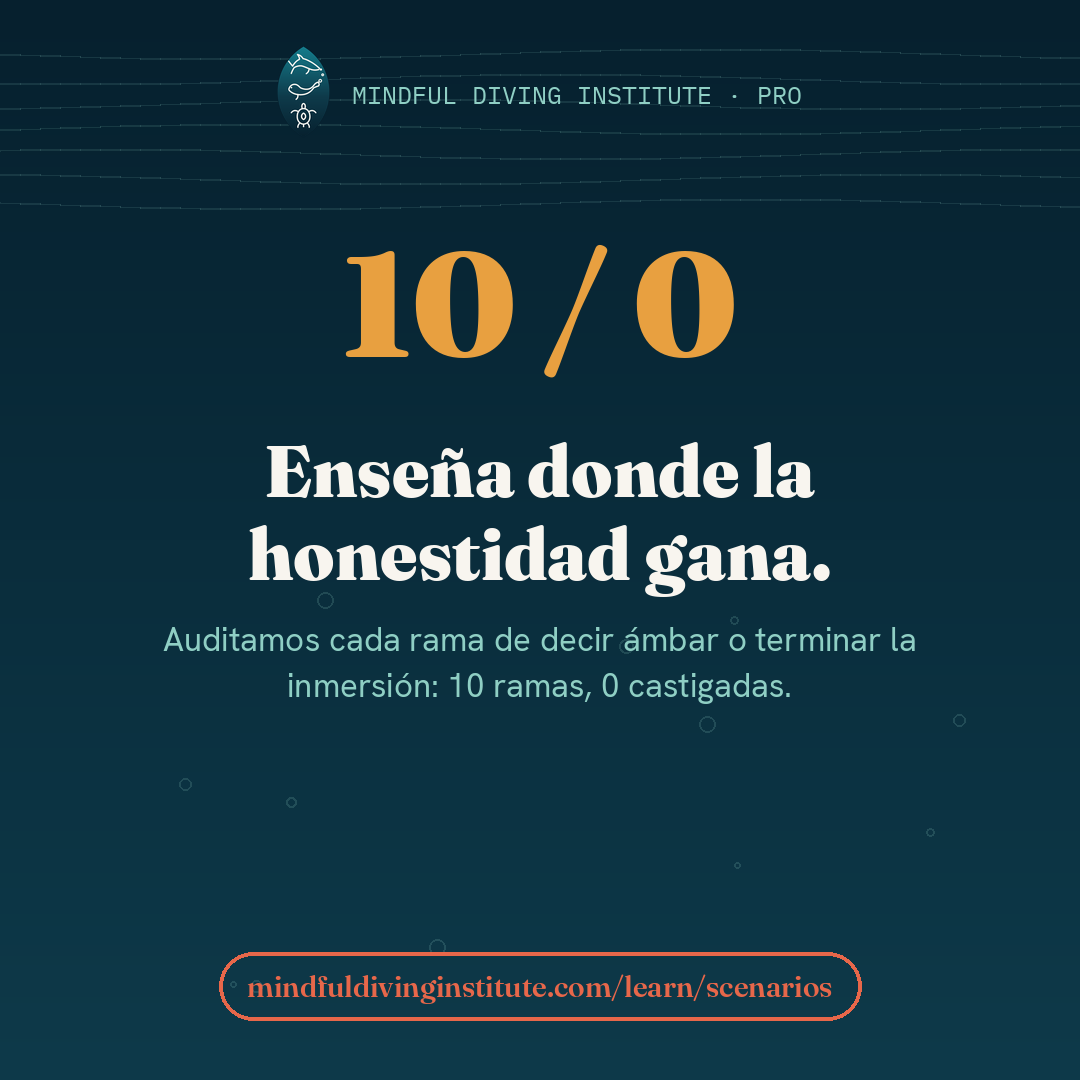 10 ramas de honestidad, 0 castigadas — Mindful Diving PRO card 6 (ES)